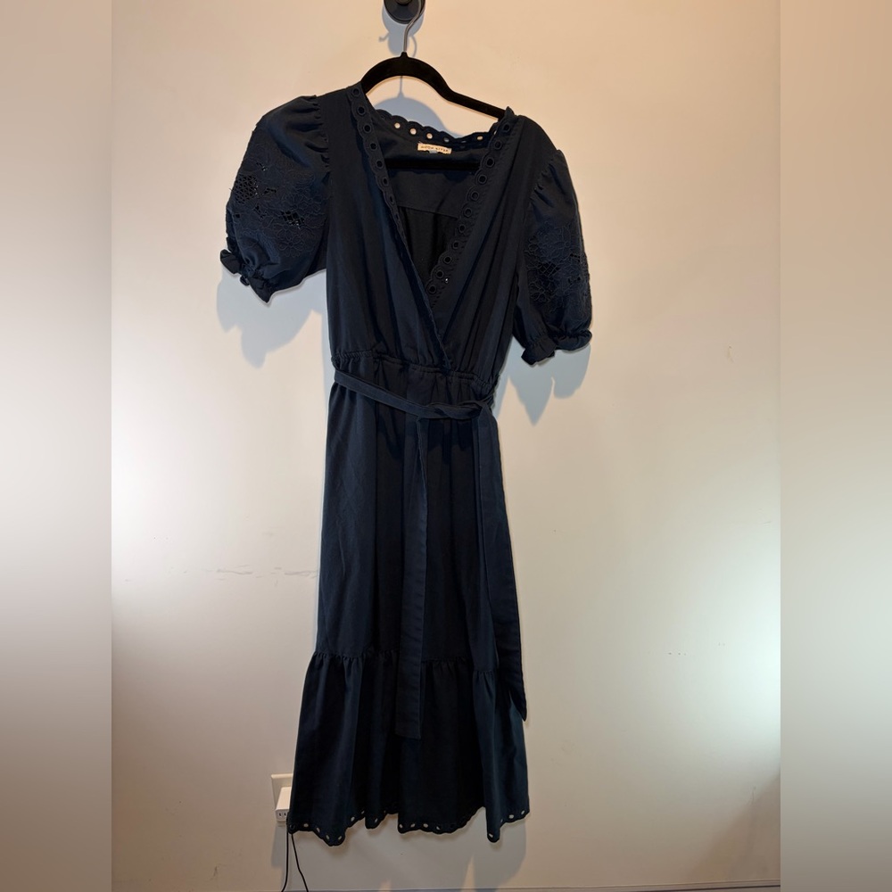 Moon River Puff-Sleeve V-Neck‎ Maxi Dress